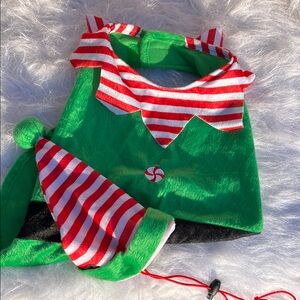 Festive Green and Red Pet Elf Costume